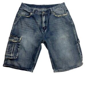 Vtg Y2K Play Bigg Mens Jean shorts Jorts Baggy Wide Leg Skater Jeans Den…